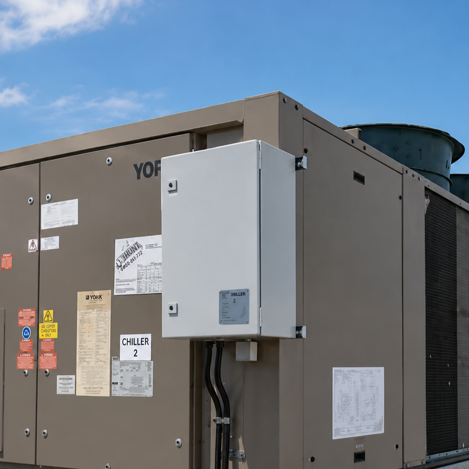 Arreglo de ventiladores en un chiller enfriado por aire