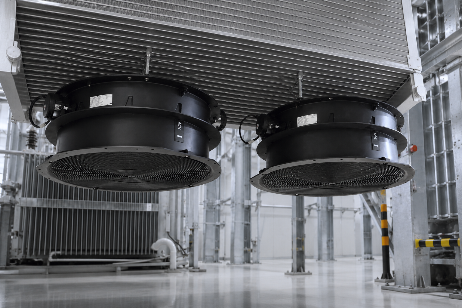 Instalación de ventiladores para enfriamiento de transformador