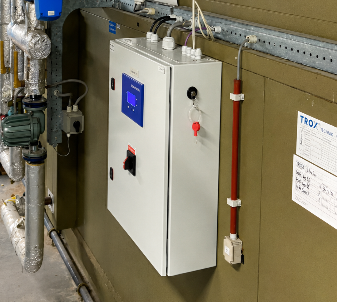Muro de ventiladores EC dentro de una unidad manejadora de aire