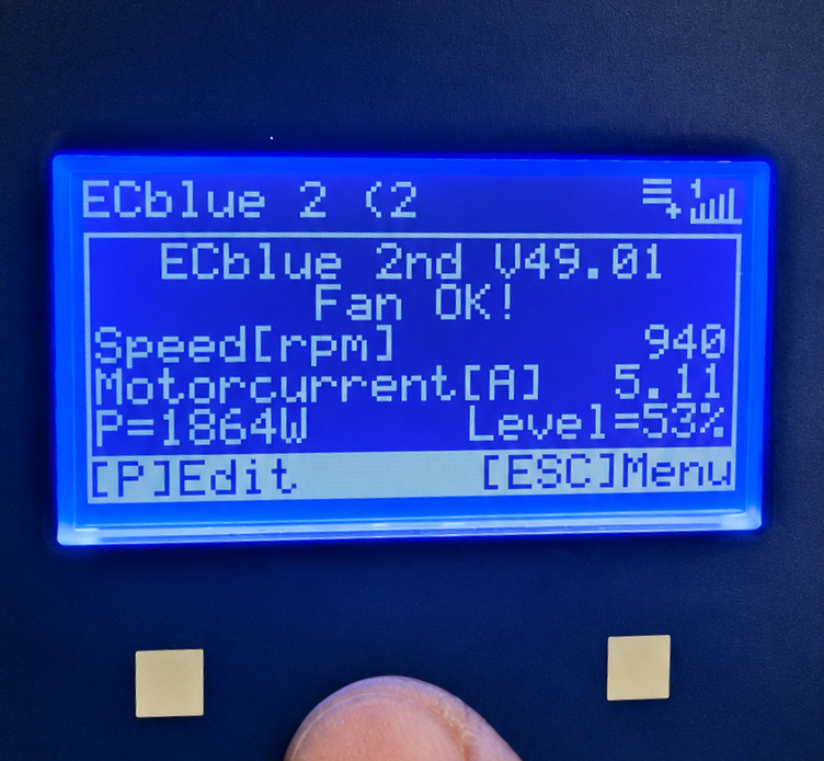 Pantalla de estado del motor EC integrada al sistema BMS