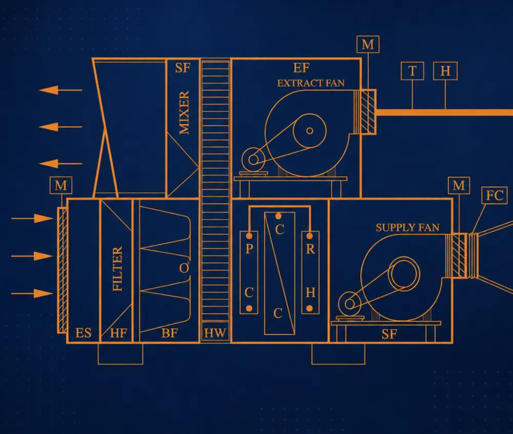 Diagrama HVAC para elegir mejor el ventilador de una manejadora