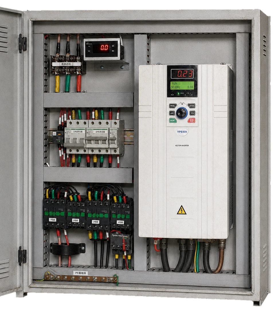 Tablero eléctrico tradicional con variador de frecuencia