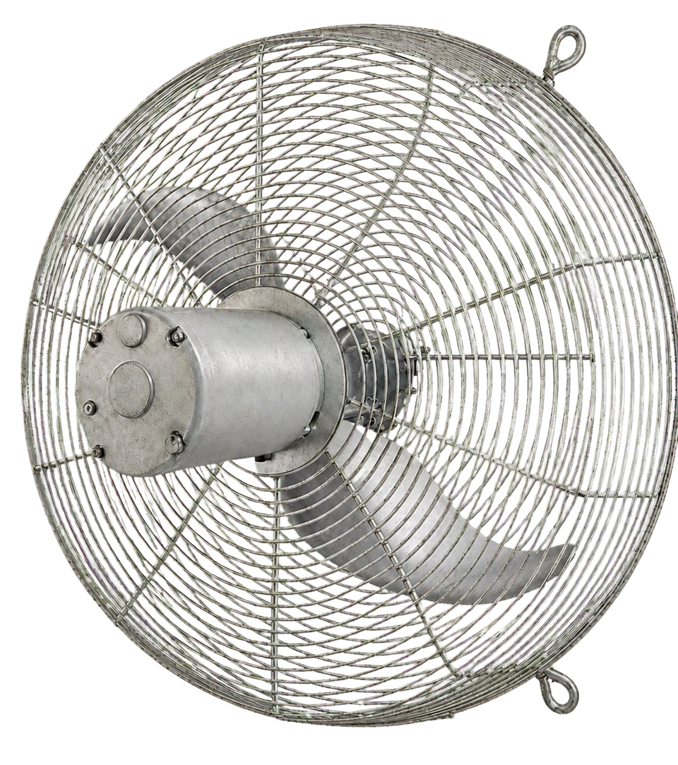 Ventilador axial industrial de acero inoxidable con rejilla protectora