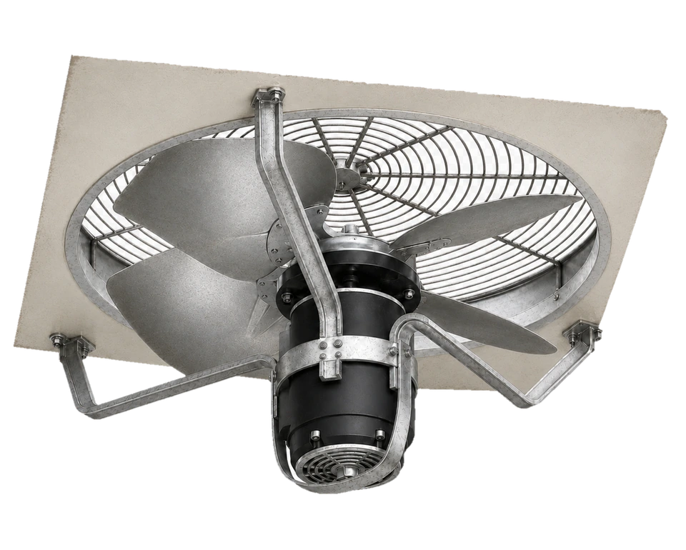 Ventilador axial industrial de transmisión directa con rejilla protectora