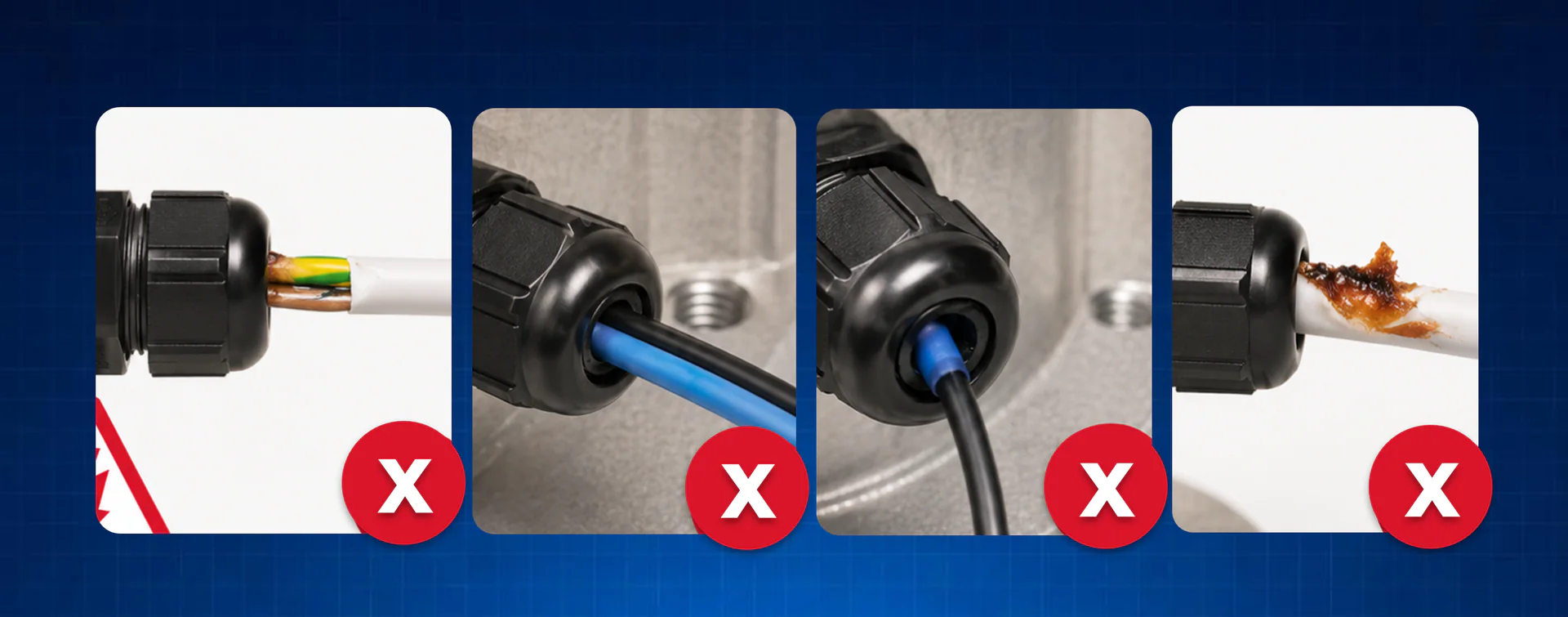 Comparación entre cubiertas de cable adecuadas e inadecuadas